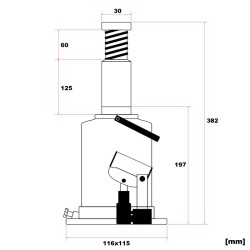 Hydraulinen pullonostin 6 t 197 382 mm slow down toiminto