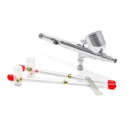 Airbrush-pistolisetti Set 130T Double Action, suuttimet 0,2-0,5 mm, 7 ml maalikuppi