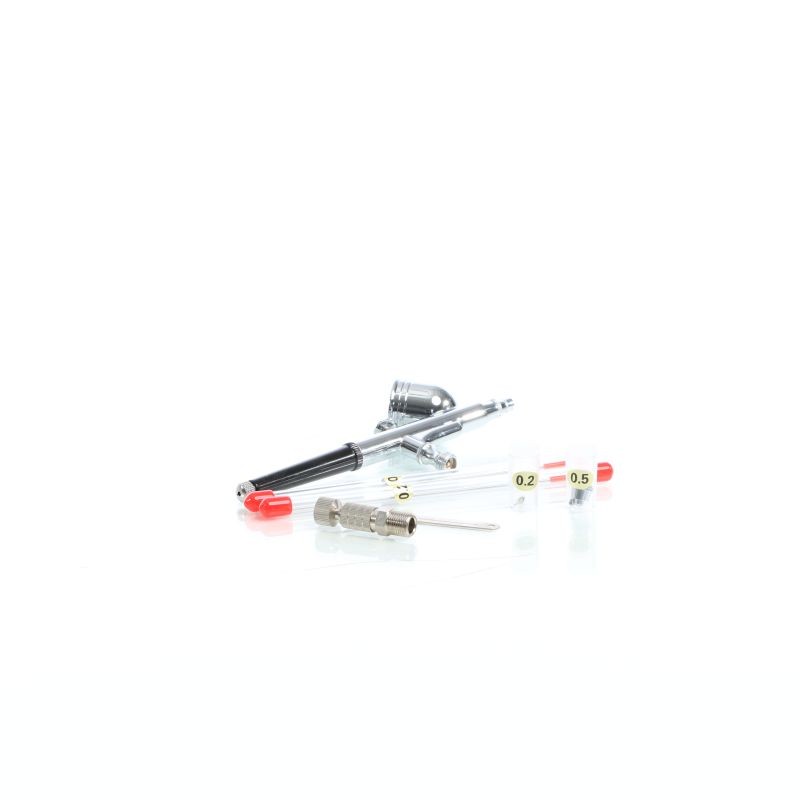 Airbrush-pistolisetti Set 130T Double Action, suuttimet 0,2-0,5 mm, 7 ml maalikuppi