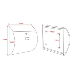 Seinäpostilaatikko V17 antrasiitti 375 x 108 x 330 mm jauhemaalattu sinkitty teräs lukittava