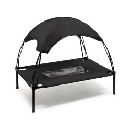 Koiranpeti aurinkokatoksella musta 76 x 60 x 16 cm ulkokäyttöön max 25 kg