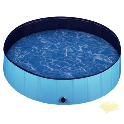 Fudajo Koirien uima allas 120 x 120 x 30 cm taitettava PVC sininen liukuestepohja vahvistetut reunat