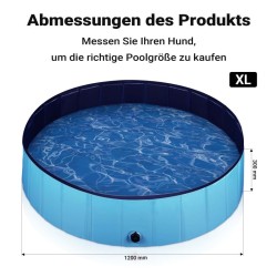 Fudajo Koirien uima-allas 120 x 120 x 30 cm, taitettava PVC, sininen, liukuestepohja, vahvistetut reunat