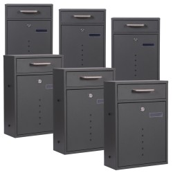 Postilaatikkosetti V51 2x3 6 kpl antrasiitti lukittavat seinäpostilaatikot näkymäikkunoilla