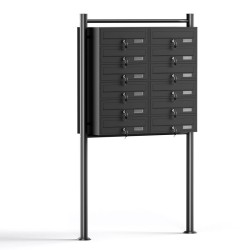 12 lokeroinen seisova postilaatikosto musta 945 x 270 x 1500 mm