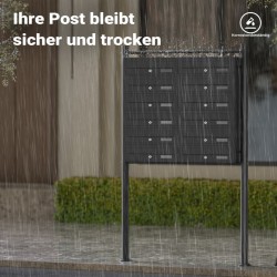 12-lokeroinen seisova postilaatikosto, musta, 945 x 270 x 1500 mm