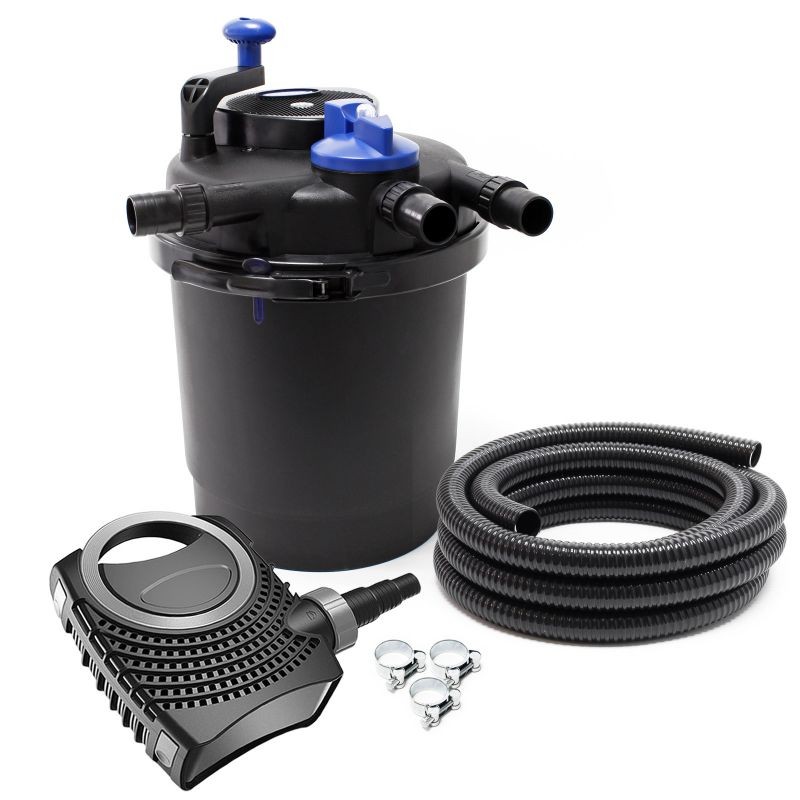 SunSun lampisuodatinsetti: CPF-2500 painesuodatin 6000 l, 11 W UV-C, NEO6000 pumppu 6000 l/h, 5 m letku 32 mm