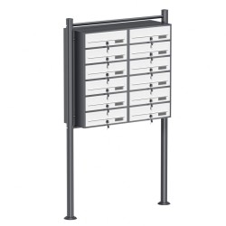 12 lokeroinen postilaatikkojärjestelmä valkoinen antrasiitti 945 x 270 x 1500 mm seisova teline