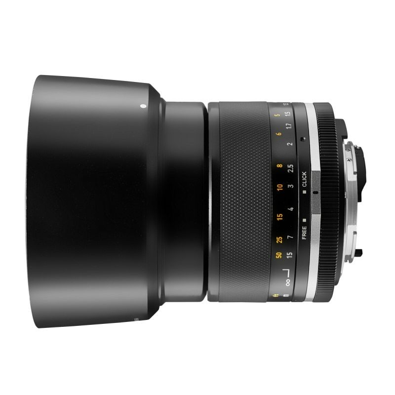 Samyang MF 85 mm F1.4 MK2 muotokuvaobjektiivi Nikon F AE, täyskennoinen ja APS-C