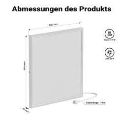 Infrapunalämmitin kattoon LED-valaistuksella ja termostaatilla, 410 W, 65,5 x 63 x 3,5 cm, valkoinen