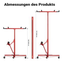 Levynostin XXL 68 kg, korkeus 140-465 cm, leveys 2,90 m, punainen