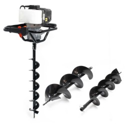 Maapora 1,4 kW 52 cm³ bensiinimoottorilla, poranterät 100 mm, 150 mm ja 200 mm