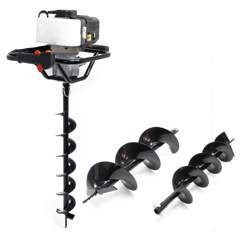 Maapora 1,4 kW 52 cm³ bensiinimoottorilla, poranterät 100 mm, 150 mm ja 200 mm