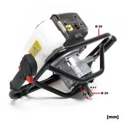 Maapora 1,4 kW 52 cm³ bensiinimoottorilla, poranterät 100 mm, 150 mm ja 200 mm