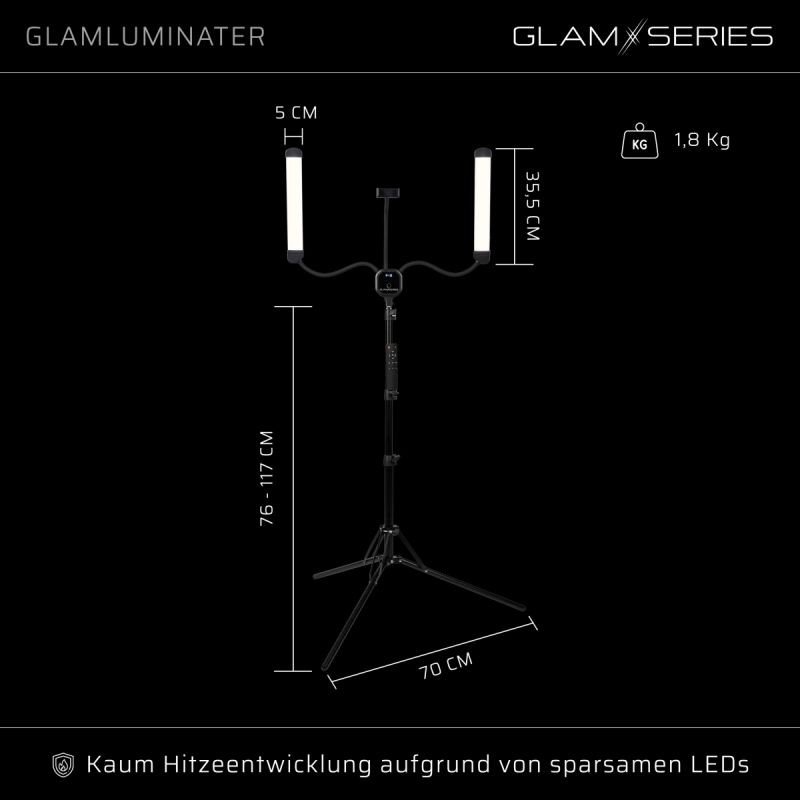 GLAMSERIES GlamLuminater ammattimainen LED-valaisin, musta