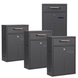 Postilaatikkoryhmä V51 2x2 antrasiitti, jalustalla ja näkyikkunoilla