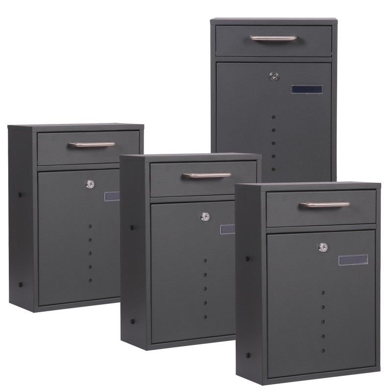 Postilaatikkoryhmä V51 2x2 antrasiitti, jalustalla ja näkyikkunoilla