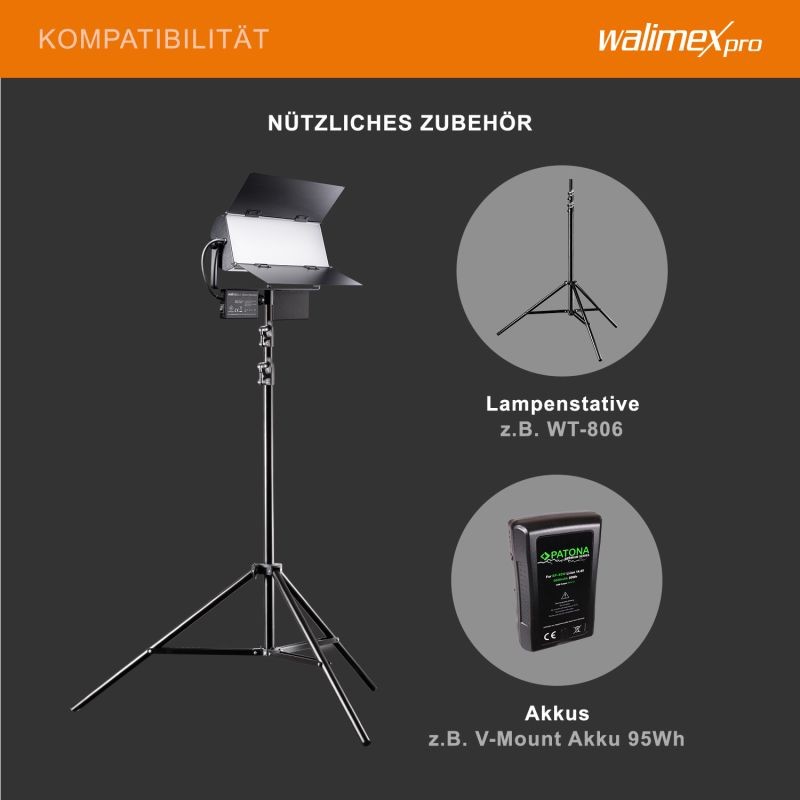 Walimex pro Sirius 160 Bi-Color LED-valaisinsetti 2 kpl, 65 W, jalustat 90-260 cm ja kaukosäädin