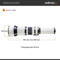 Walimex pro 650-1300mm 1:8-16 Telezoom-objektiivi T2, manuaalinen tarkennus