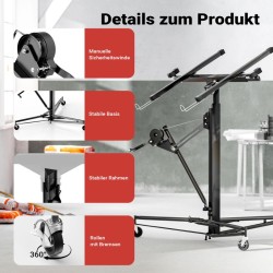 Levynnostin SET XXL max 68 kg korkeus 140 465 cm leveys max 2 90 m 3 pyörää musta