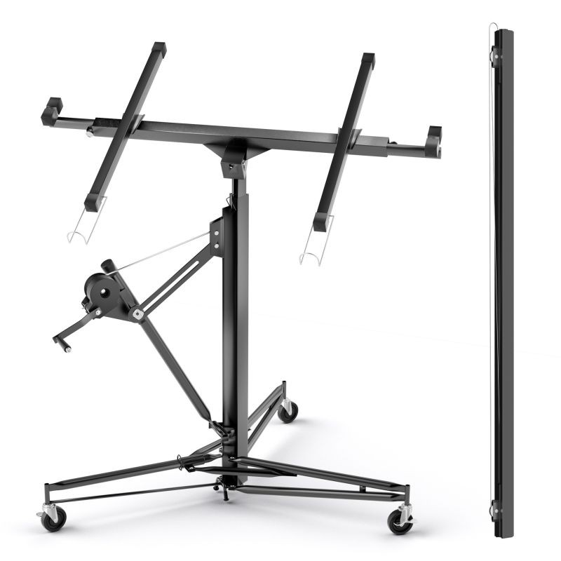 Levynnostin SET XXL, max 68 kg, korkeus 140-465 cm, leveys max 2,90 m, 3 pyörää, musta