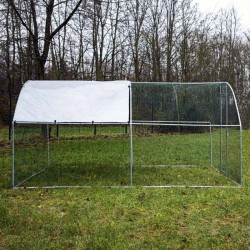 Fudajo XXL-ulkoiluhäkki 4 x 3 x 2 m, aurinkokatos, galvanisoitu teräs, pieneläimille ja siipikarjalle