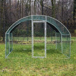 Fudajo XXL-ulkoiluhäkki 4 x 3 x 2 m, aurinkokatos, galvanisoitu teräs, pieneläimille ja siipikarjalle