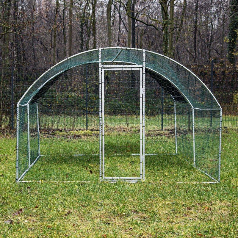 Fudajo XXL-ulkoiluhäkki 4 x 3 x 2 m, aurinkokatos, galvanisoitu teräs, pieneläimille ja siipikarjalle