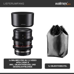 Walimex Pro 21146 50 mm T1,3 videobjektivi Sony E -bajonetille
