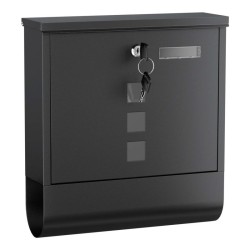 Seinäpostilaatikko sanomalehtiputkella musta 305 x 100 x 338 mm jauhemaalattu sinkitty teräs