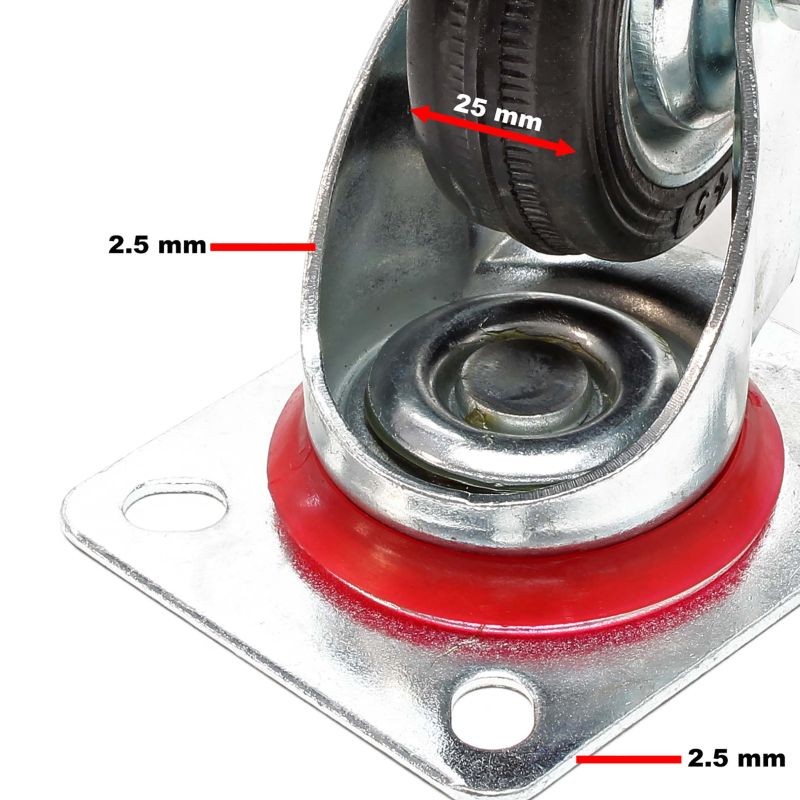 Kääntyvät kuljetuspyörät 4 kpl, kokumipyörät 100 mm, 70 kg/kpl, musta
