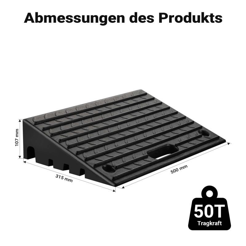 Kumiramppi 50 t, 500 x 315 x 107 mm, modulaarinen, musta