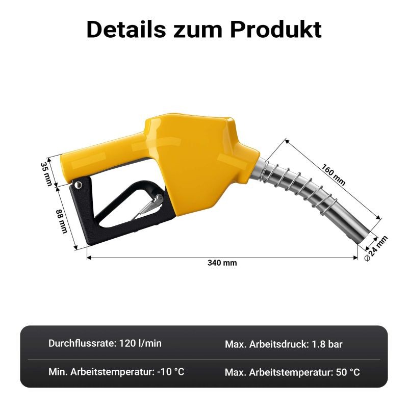 Automaattinen polttoainepistooli dieselille ja lämmitysöljylle 24 mm 120 l/min malli 4007