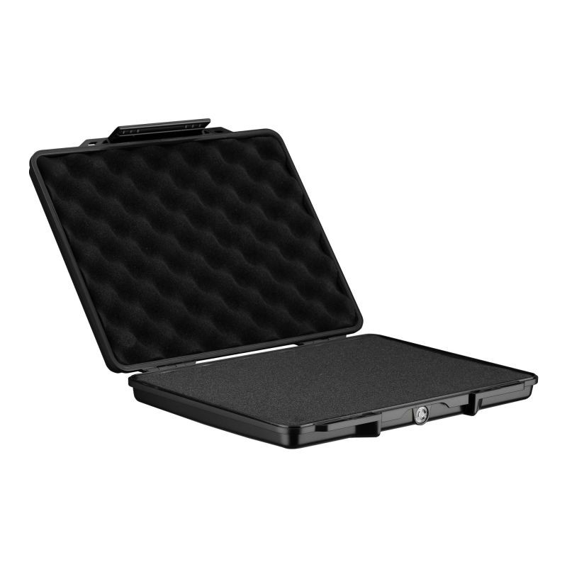 Universaali suojalaukku 33,2 x 26,1 x 4,9 cm, ABS-muovi, kuutiomuotoinen vaahtomuovi, musta, kantohihna