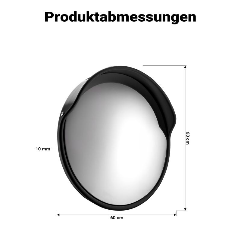 Kuperi liikennepeili 60 cm, musta suojakupu, 130° näkökenttä, polykarbonaatti