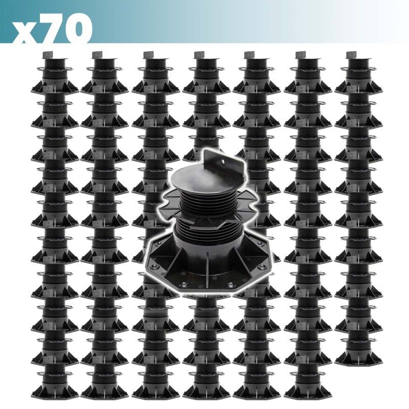 XPOtool Säädettävät terassijalat 70 kpl, 60-138 mm, 2700 kg, musta