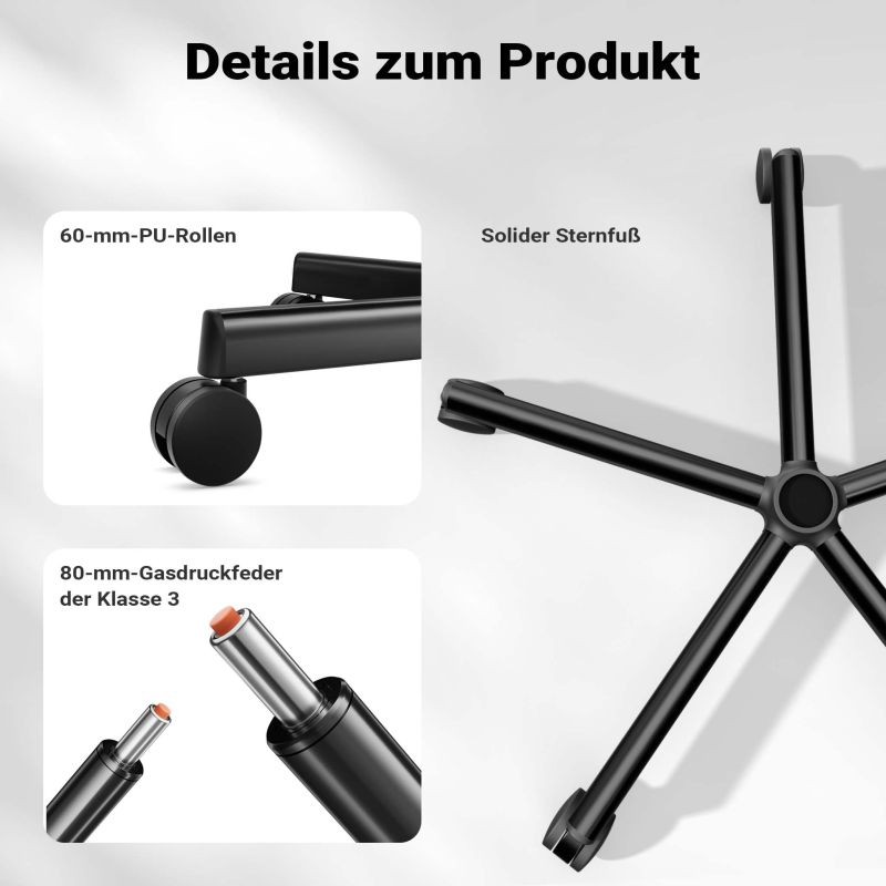 Ergonominen työtuoli, musta, säädettävä niskatuki, selkänoja ja käsinojat, max 150 kg