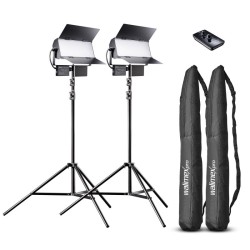 Walimex pro Sirius 160 Daylight LED-paneelivalaisinsetti 2 kpl, 2 jalustaa ja kaukosäädin, 65 W, 5600 K