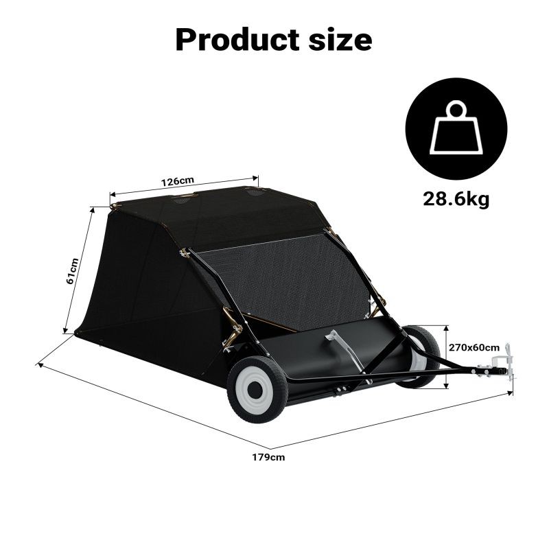 Lehtikerääjä 105 cm pyyhkisyleveys, 365 l, ratsastajaleikkurille ja mönkijälle