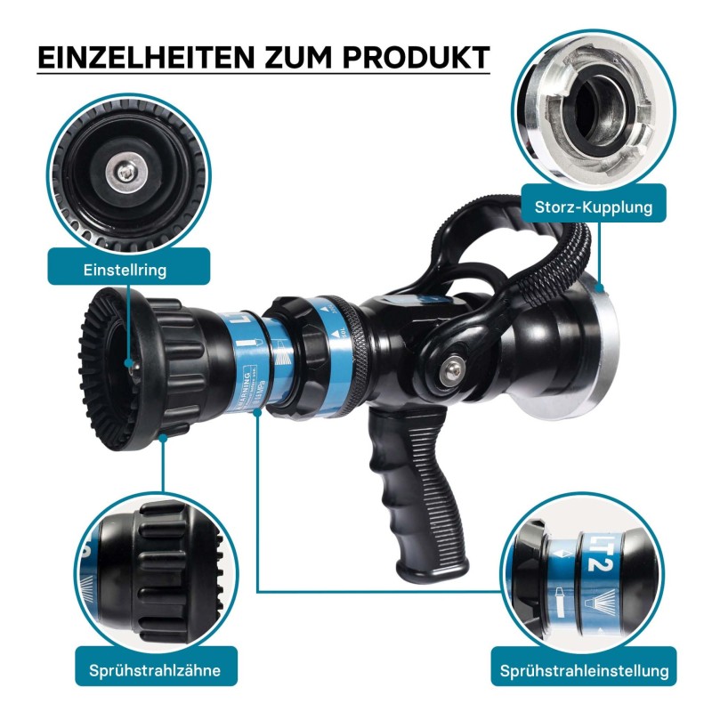 Suihkusuutin 150–500 l/min, 52 mm C-Storz-liitin, portaaton säätö
