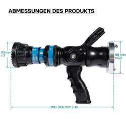 Suihkusuutin 150–500 l/min, 52 mm C-Storz-liitin, portaaton säätö