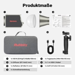 Multiblitz MB-PL LED 100B studiovalaistussetti, FT-8051 jalusta ja 40 cm Octagon-softbox