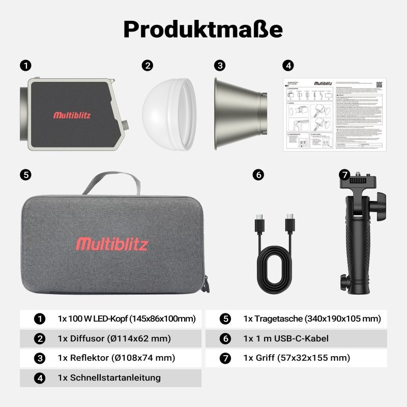 Multiblitz MB-PL LED 100B studiovalaistussetti, FT-8051 jalusta ja 40 cm Octagon-softbox