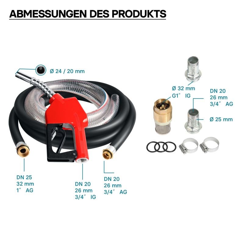 Diesel- ja lämmitysöljypumppu 750W 230V 80l/min, itseimevä, automaattinen täyttöpistooli