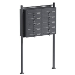 10-lokeroinen postilaatikkojärjestelmä, antrasiitti, 945 x 270 x 1500 mm, jalustalla