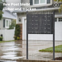 10-lokeroinen postilaatikkojärjestelmä, antrasiitti, 945 x 270 x 1500 mm, jalustalla