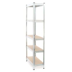 Kuormahylly 75x30x174 cm 5 hyllytasoa kantavuus 875 kg sinkitty teräs ja MDF hopea