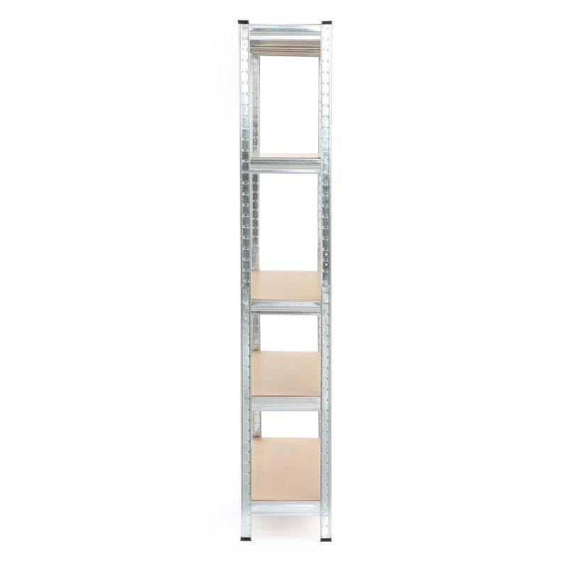 Kuormahylly 75x30x174 cm, 5 hyllytasoa, kantavuus 875 kg, sinkitty teräs ja MDF, hopea