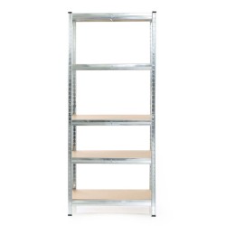 Kuormahylly 75x30x174 cm, 5 hyllytasoa, kantavuus 875 kg, sinkitty teräs ja MDF, hopea