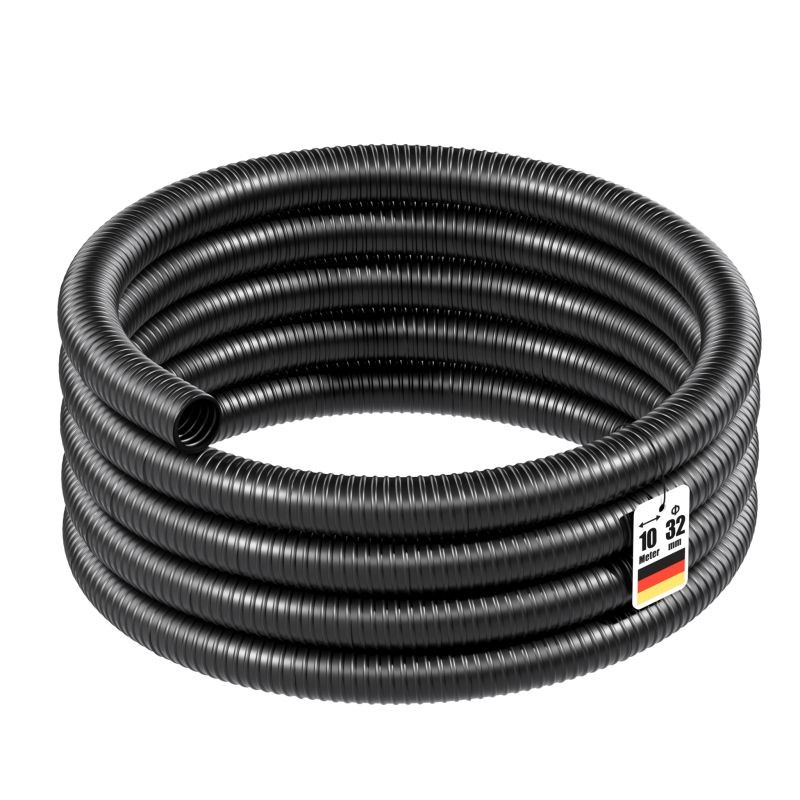 Joustava PVC-spiraaliletku 32 mm, 10 m, musta, kasteluun ja lampiin